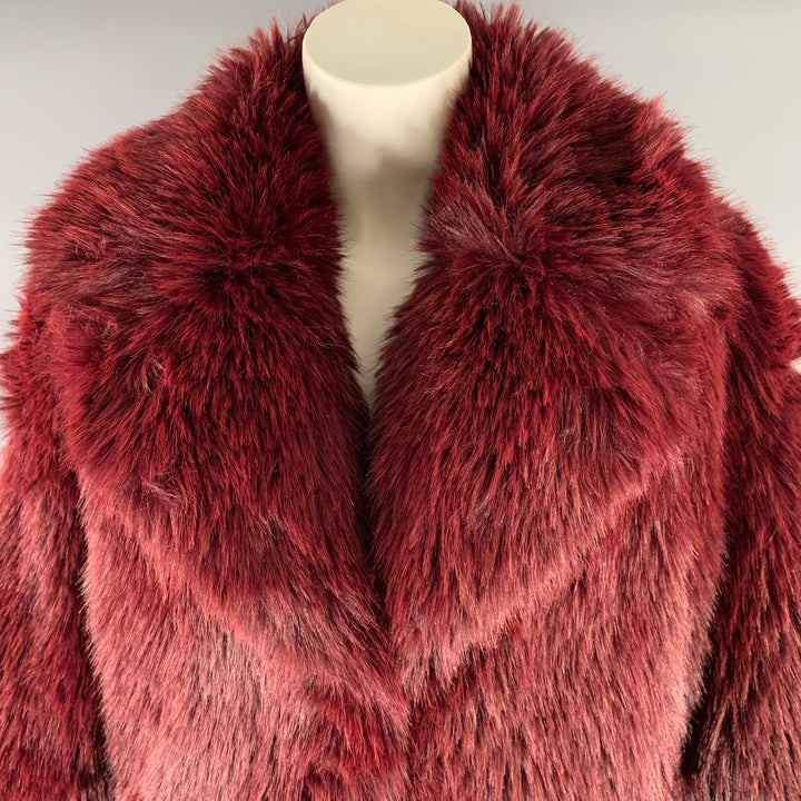 MICHAEL by MICHAEL KORS Size XS Burgundy Polyester Faux Fur Jacket