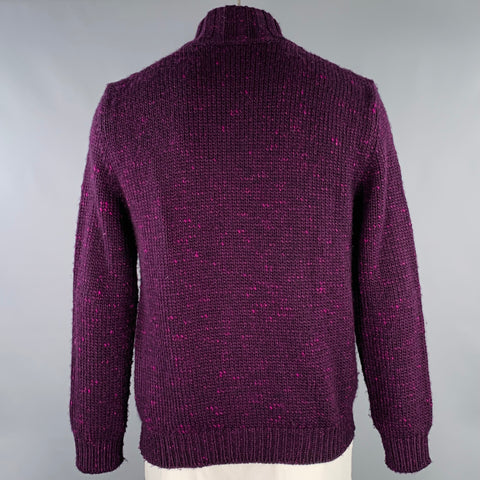 ETRO Size XXL Purple Fuchsia Cable Wool Button Up Sweater