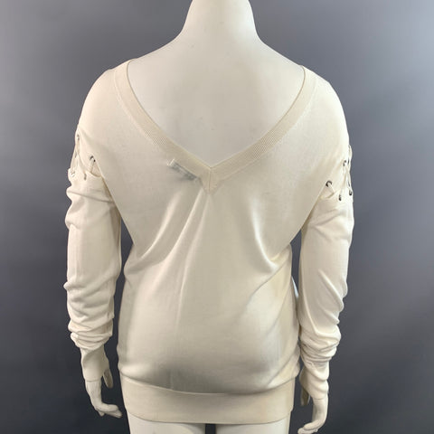 IRO Size M White Cupro Cotton Long Sleeve Pullover Womens