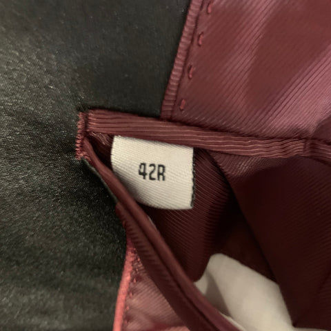 ADOLFO Chest Size 42 Burgundy Black Velvet Cotton Shawl Lapel Sport Coat