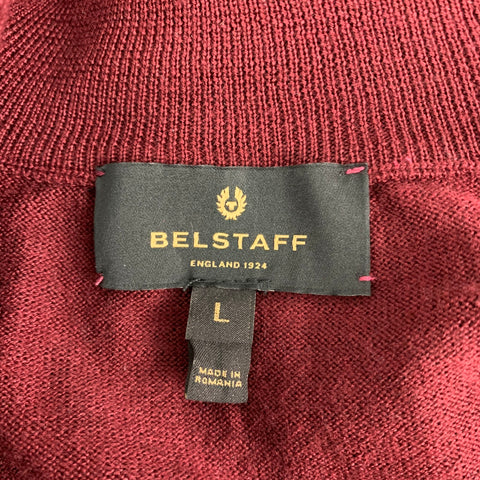 BELSTAFF Size L Burgundy Mixed Fabrics Wool Polyester Zip Up Jacket
