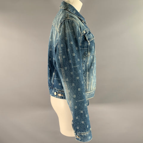 GIVENCHY Size M Blue Cotton Monogram Trucker Jacket