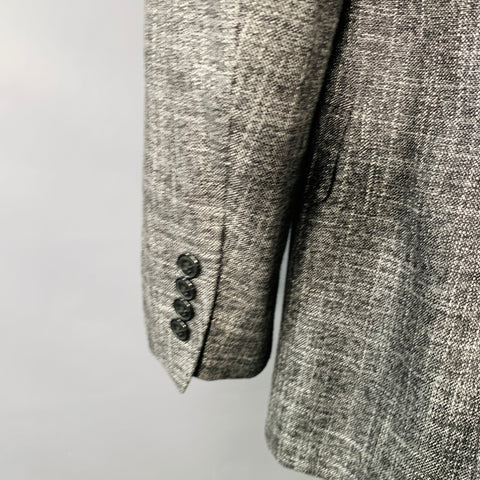 VERSACE COLLECTION Size 46 Black White Woven Bamboo Single Breasted Suit