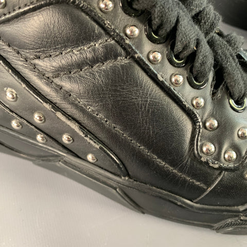 GIVENCHY Size 9 Tyson Black Studded Leather High Top Sneakers