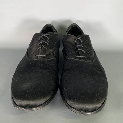 CALVIN KLEIN COLLECTION Size 10 5 Black Satin Lace Lace Up Shoes