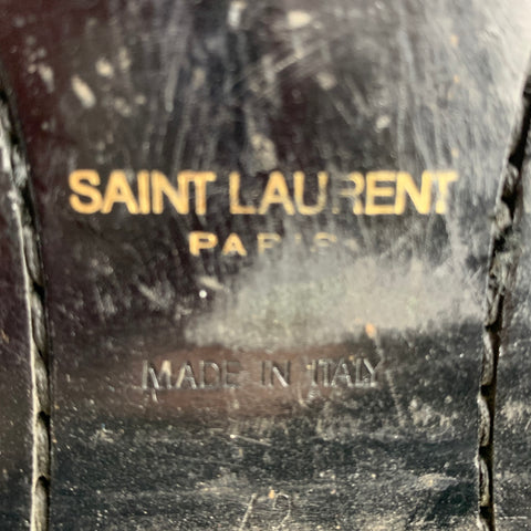 SAINT LAURENT Size 9 Black Leather Harness Boots
