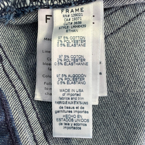 FRAME Size 29 Ethan Blue Wash Cotton Blend Skinny Distressed Jeans