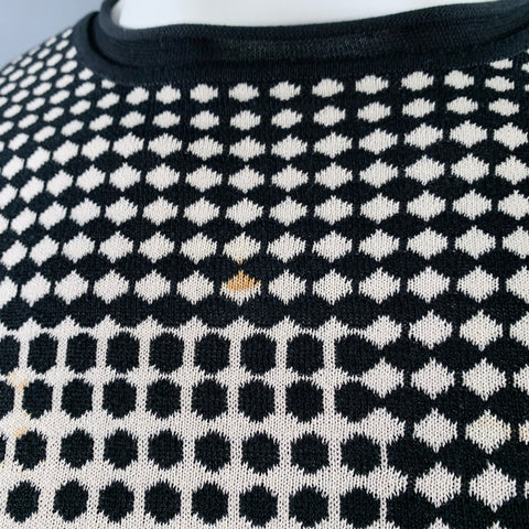 ARMANI COLLEZIONI Size L Black White Geometric Dots Silk Blend Crew Neck Pullover