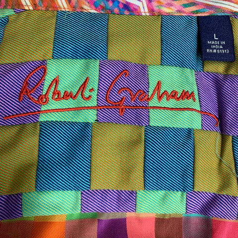 ROBERT GRAHAM Size L Multi-Color Checkered Cotton Button Up Long Sleeve Shirt