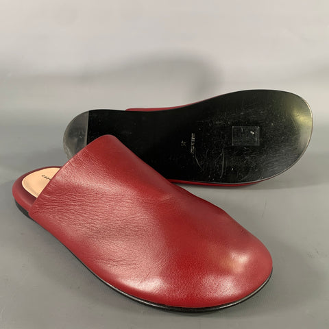 CARVEN Size 10 Burgundy Leather Lambskin Slippers Flats