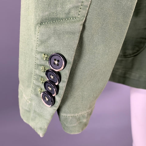 BARENA Size XL Green Cotton Notch Lapel Jacket