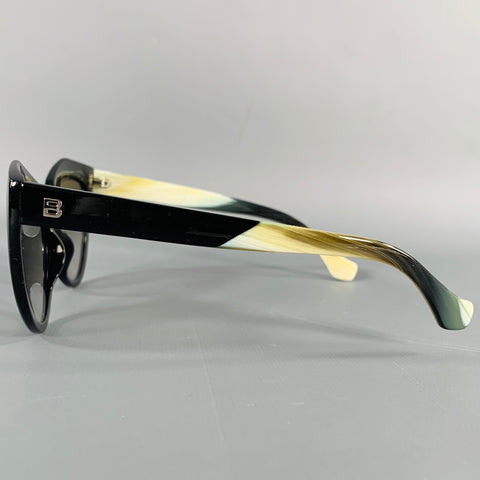 BALENCIAGA Black Yellow Acetate Cat Eye Sunglasses
