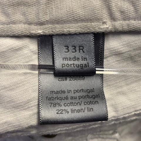 JOHN VARVATOS Size 33 Grey Marbled Cotton Linen Straight Button Fly Casual Pants