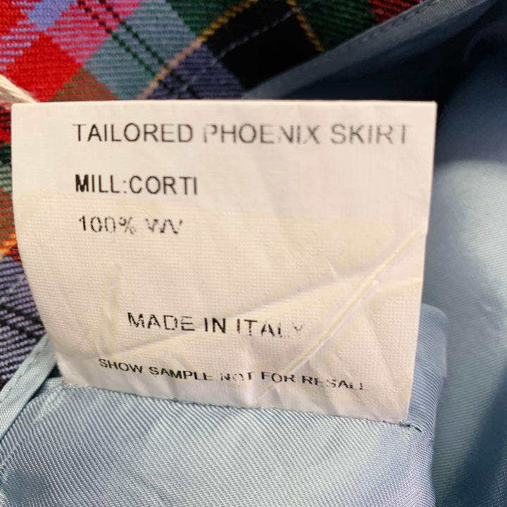 VIVIENNE WESTWOOD AW20 Size 4 Tailored Phoenix Multi Color Virgin Wool Plaid Midi Skirt