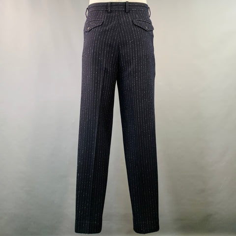 ISSEY MIYAKE Vintage Size L Navy Pinstripe Wool Blend Notch Lapel Suit