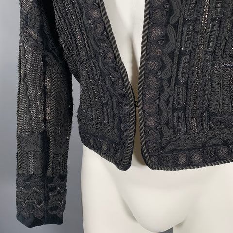 BALMAIN X H&M Size 36 Black Beaded Cotton Polyester Jacket