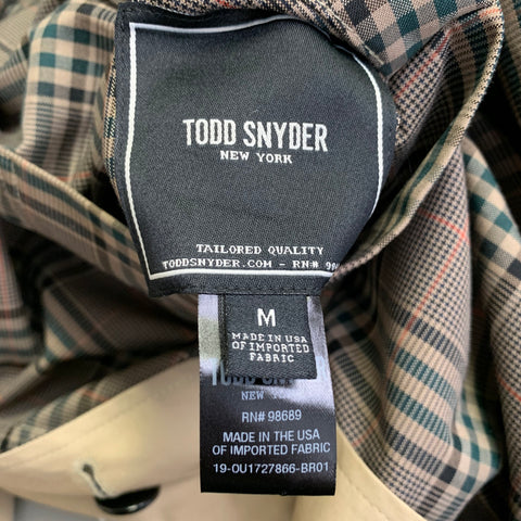 TODD SNYDER Size M Khaki Multi Color Plaid Polyester Blend Reversible Belted Coat
