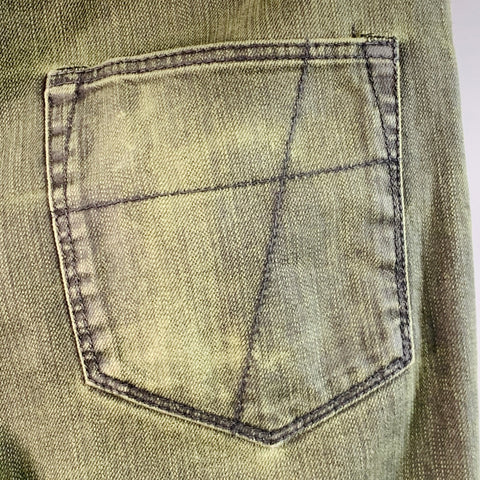 VERSUCHSKIND Size 33 Green Grey Cotton Blend Straight Zip Fly Jeans
