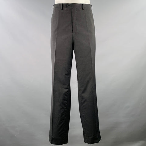 CALVIN KLEIN Size 46 Black White Pinstripe Wool Single Breasted Suit