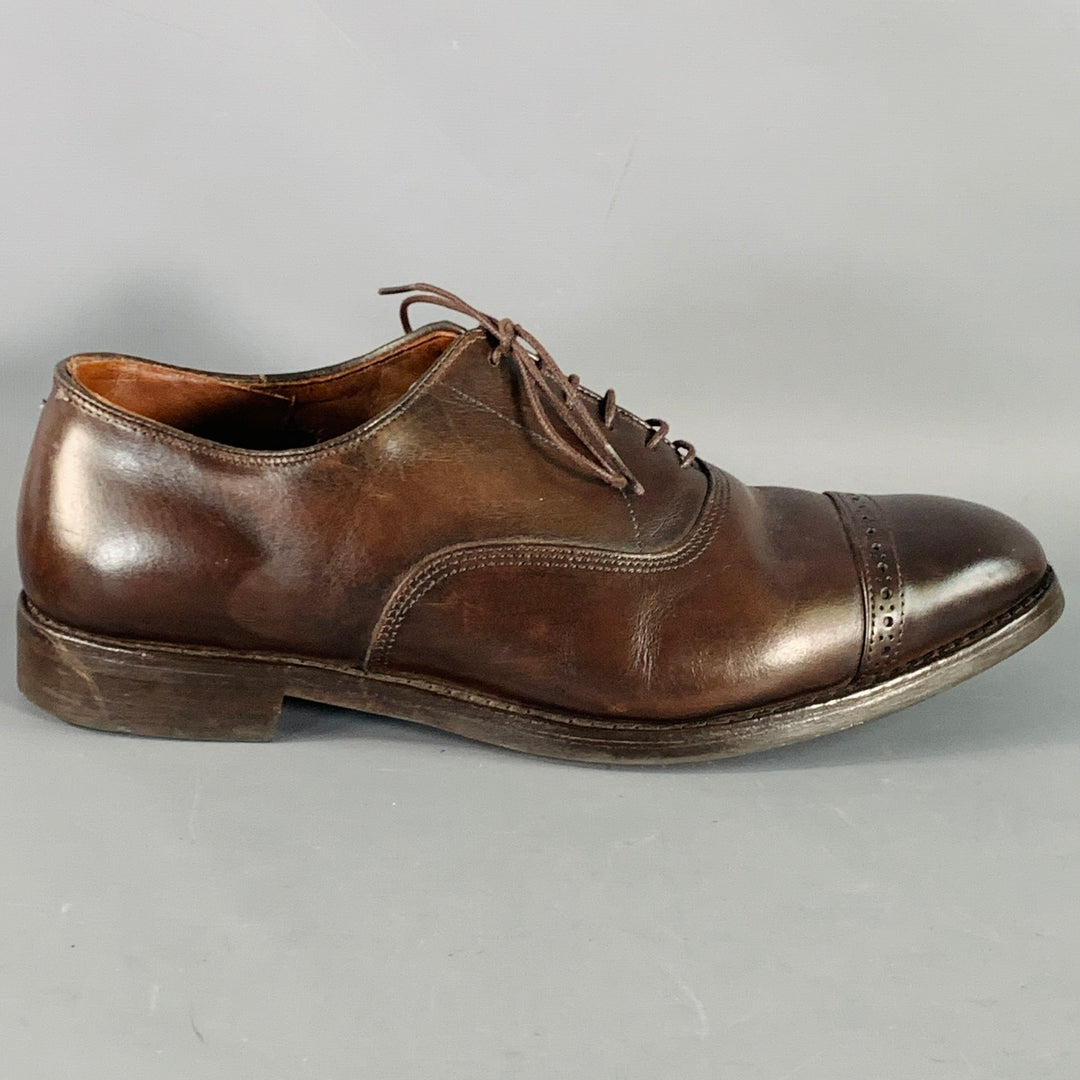 ALLEN EDMONDS Size 11 Fifth Avenue Brown Leather Oxford Cap Toe Lace-Up Shoes