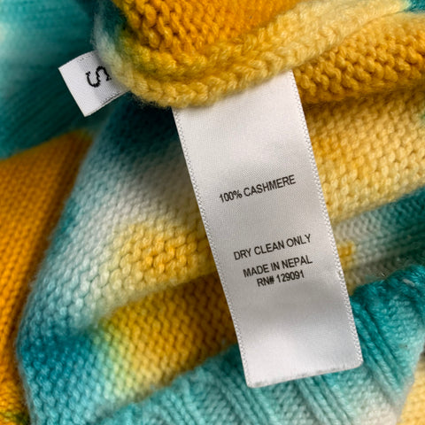 PRABAL GURUNG Size S Green Yellow Tie Dye Cashmere Turtleneck Sweater
