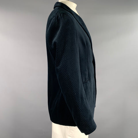 GIORGIO ARMANI Chest Size 44 Blue Turqoise Velvet Polyester Sport Coat