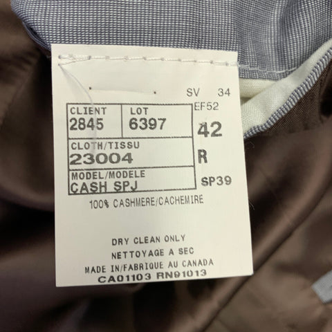JACK VICTOR Size 42 Regular Brown Cashmere Notch Lapel Sport Coat