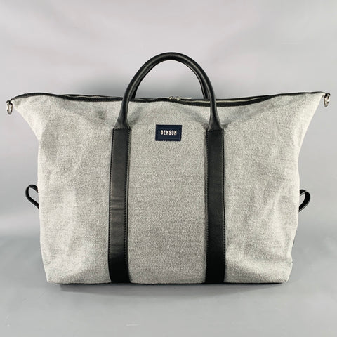 BENSON Grey Black Mixed Fabrics Leather Fabric Duffle Bag