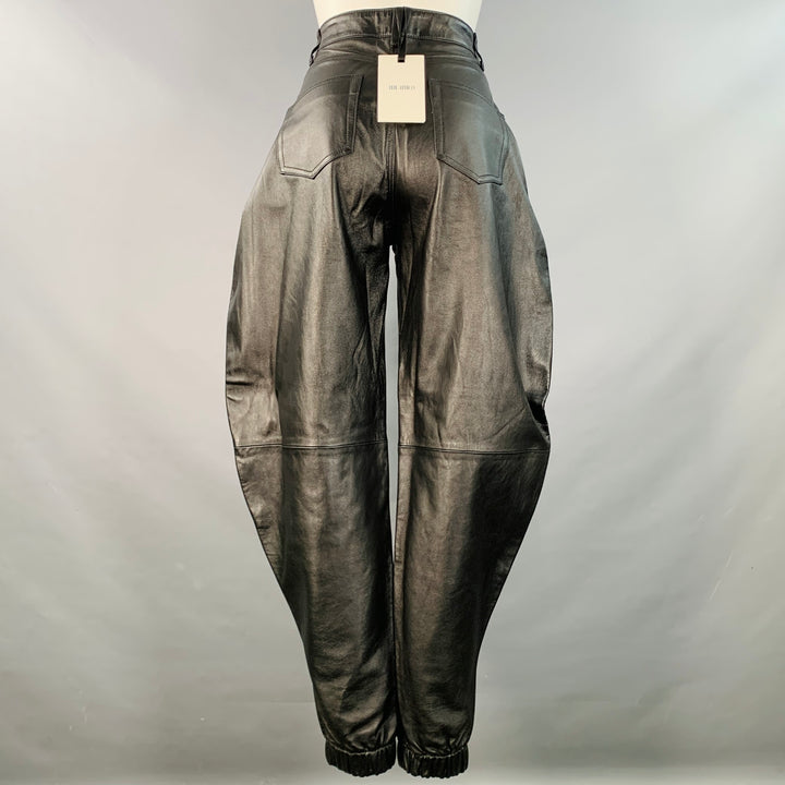 THE ATTICO Size S Black Lambskin Leather High Waisted Breeches Casual Pants