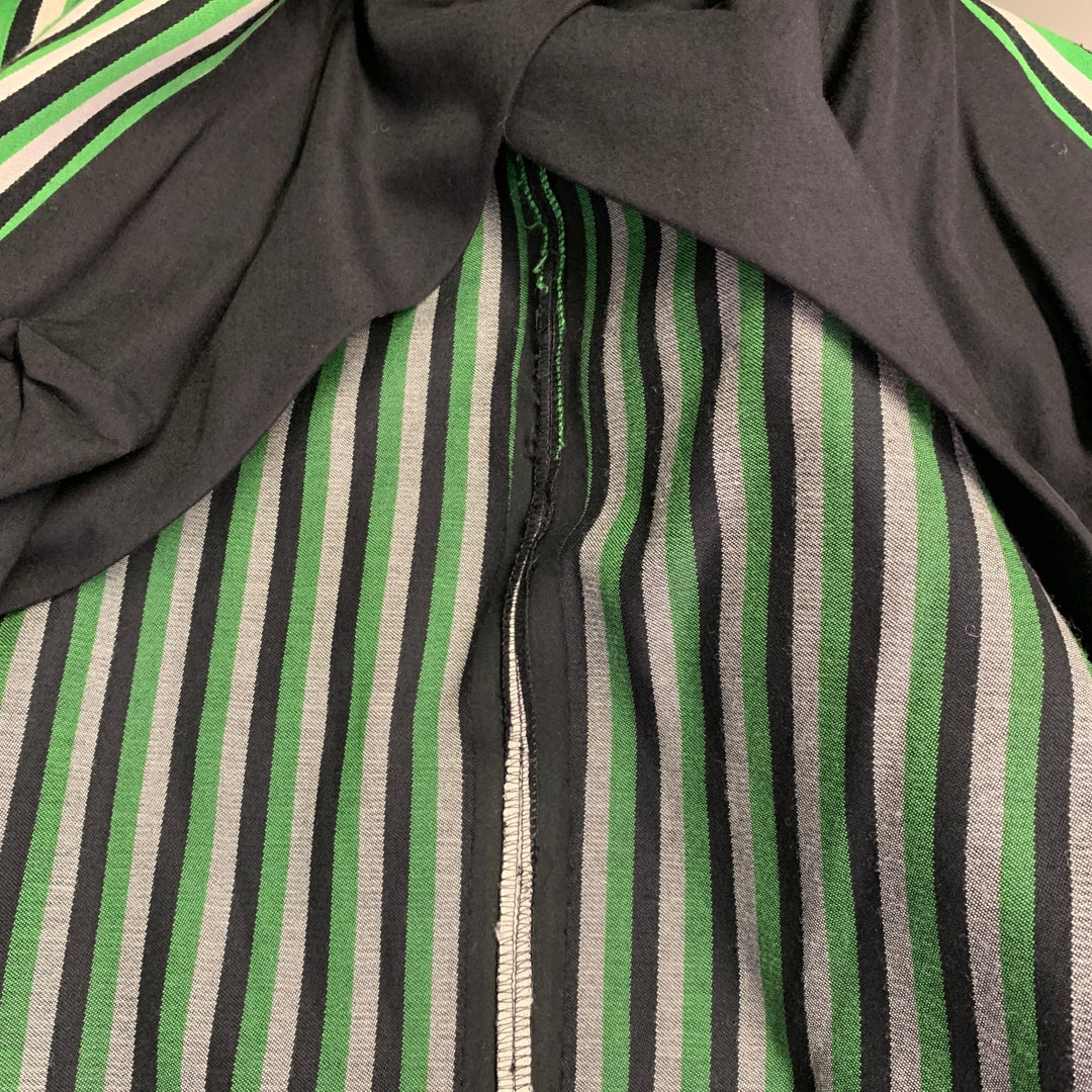 WALTER VAN BEIRENDONCK SS17 Size 42 Long Green Black White Wool Cotton Stripe Suit