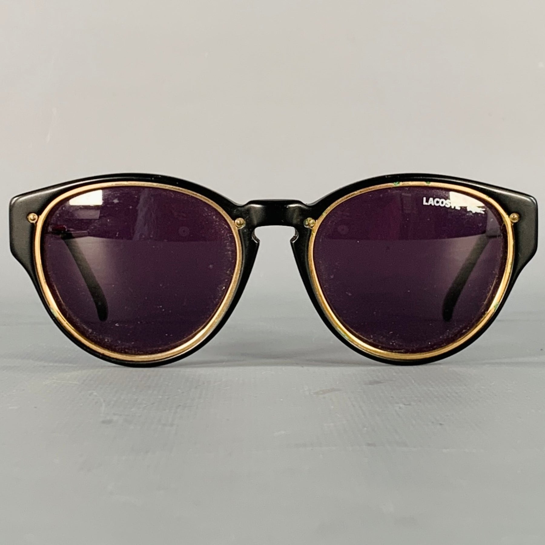 LACOSTE Black Gold Acetate Round Sunglasses – Sui Generis  display picture 1