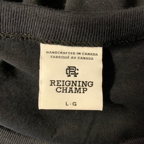REIGNING CHAMP Size L Black White Graphic Cotton T-shirt