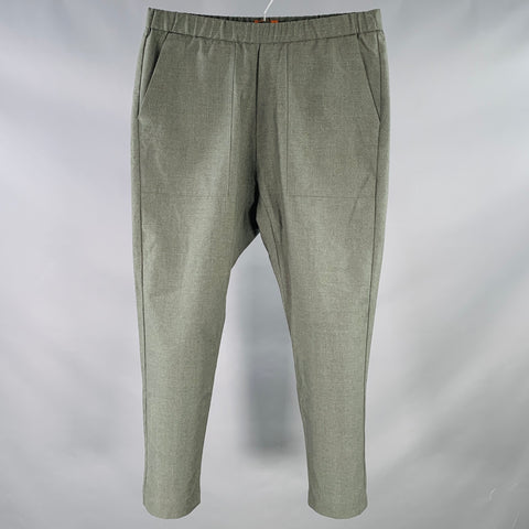 Pantalon décontracté BARENA vert olive en polyester et laine vierge, taille 34, fuselé, avec cordon de serrage