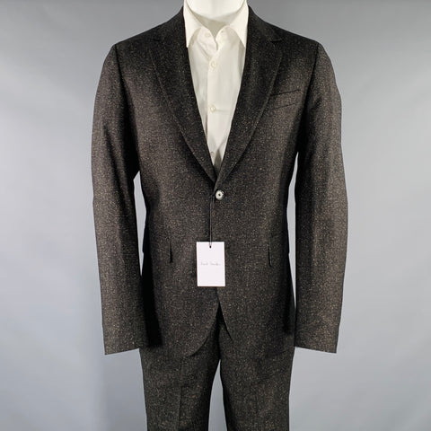 PAUL SMITH Size 40 Black Gold Heather Wool Notch Lapel Suit