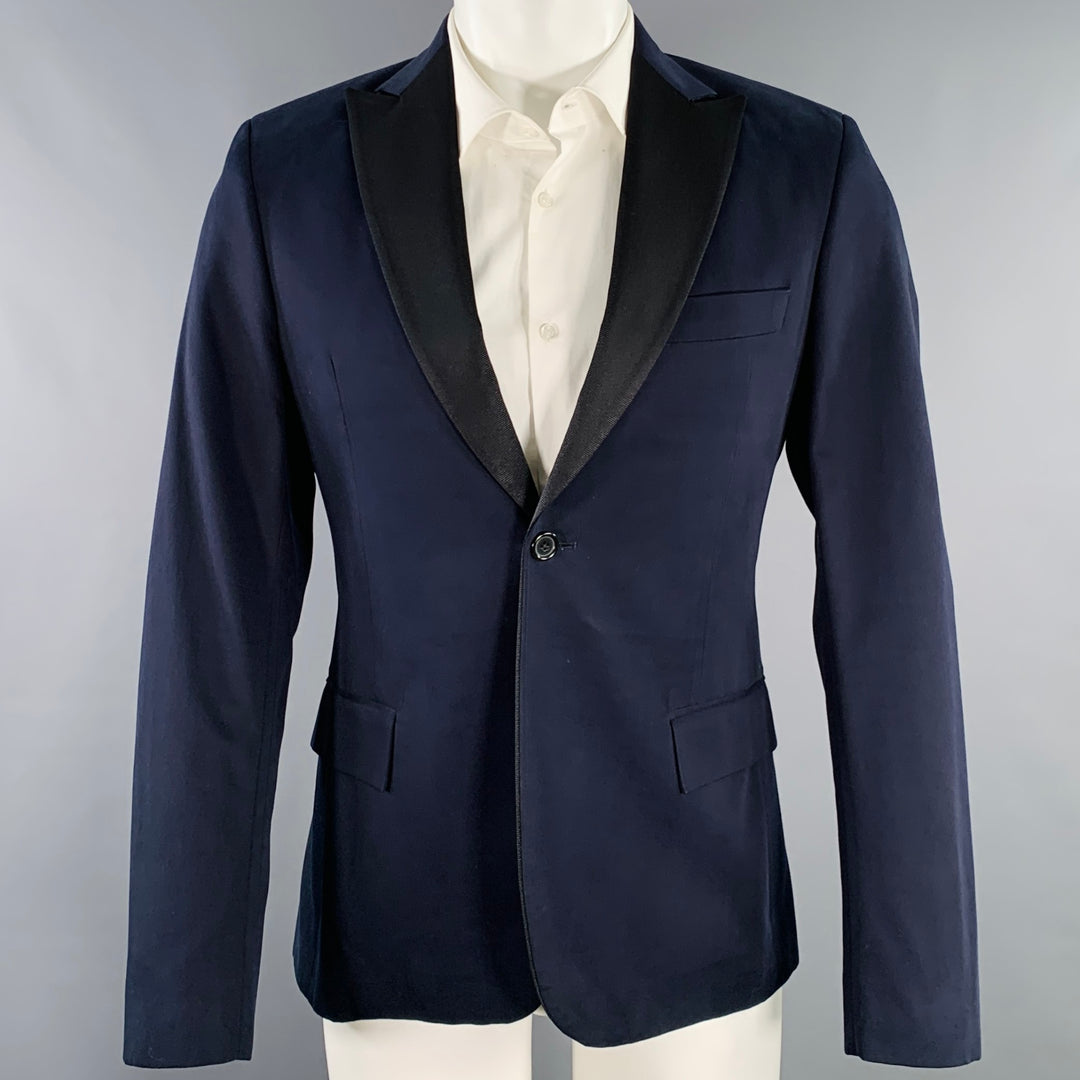 TODD SNYDER Size 42 Navy Black Wool Peak Lapel Sport Coat