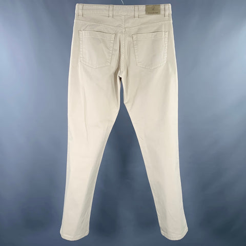 ERMENEGILDO ZEGNA Taille 32 Jean droit beige en coton mélangé