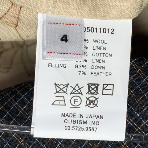 VISVIM Size L Wallis Down Black Brown Blue Window Pane Wool Linen Oversized Short Sleeve Shirt