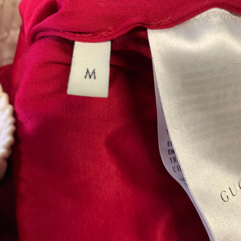 GUCCI Size M Red Cream Cotton Hooded Sweatshirt