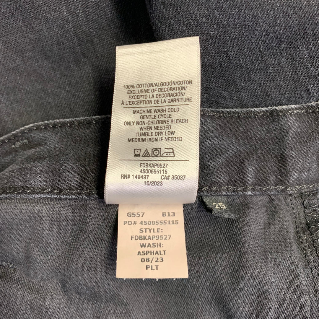 FAVORITE DAUGHTER Size 25 The Sadie Black Denim Twill Button Fly Midi Skirt