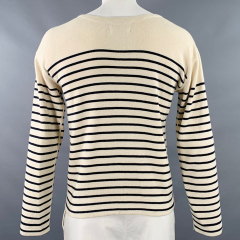 POLO by RALPH LAUREN Size L Cream Black Stripe Cotton Cashmere Pullover