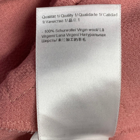 Pantalon tailleur ESCADA en crêpe de laine vierge rose taille L, avec bordure festonnée et braguette zippée