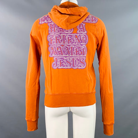 DSQUARED2 Size M Friend Named Jesus Orange Purple Print Cotton Hoodie Sweatshirt