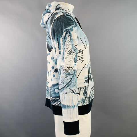 PS by PAUL SMITH Size XL White Navy Landscape Graphic Cotton Hoodie Sweatshirt