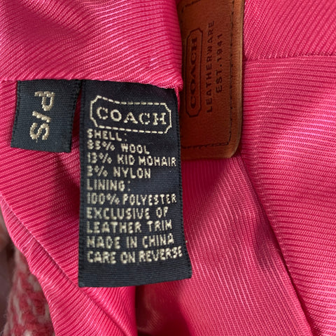 COACH Pink Cream Tweed Wool Blend Hats