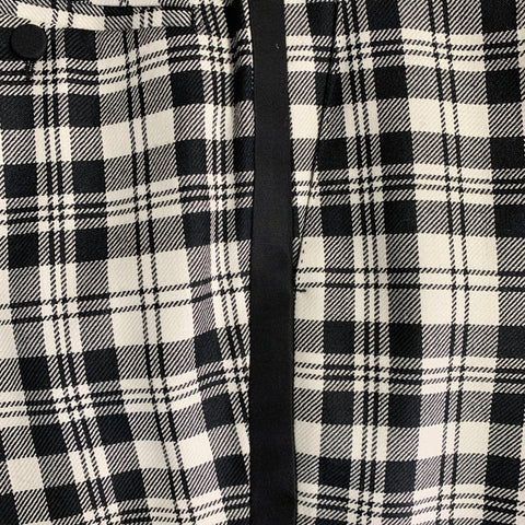 BURBERRY Taille 36 Pantalon de Costume Fuselé à Carreaux Noir et Blanc en Laine et Mohair à Pattes Latérales