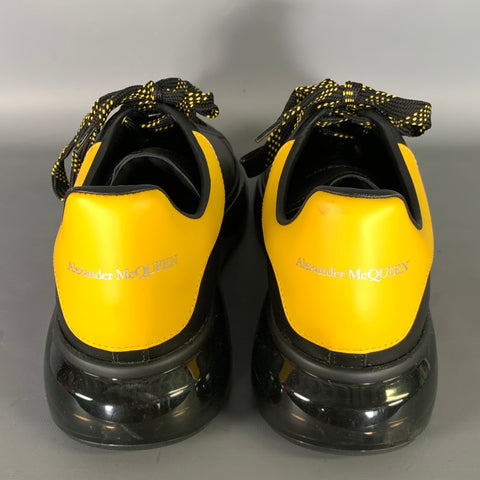 ALEXANDER MCQUEEN Size 10 Black Yellow Leather Low Top Sneakers