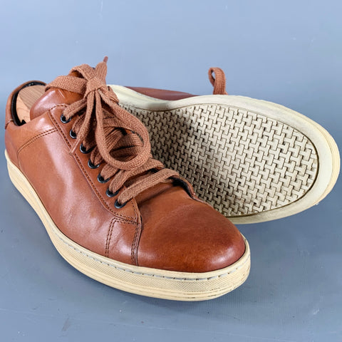 TOM FORD Size 10 Brown Leather Rubber Sole Low Top Sneakers