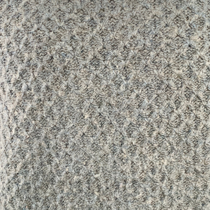 CIRCOLO Size M Blue Grey Diamond Cable Knit Merino Wool Crew Neck Sweater