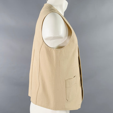 VETRA Size 36 Beige Cotton Two Pockets Vest