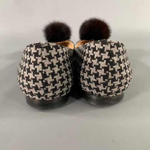 MANOLO BLAHNIK Size 8.5 Houndstooth Ballerina Flats